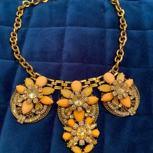 Peach Gem Statement Necklace 20” long Adjustable